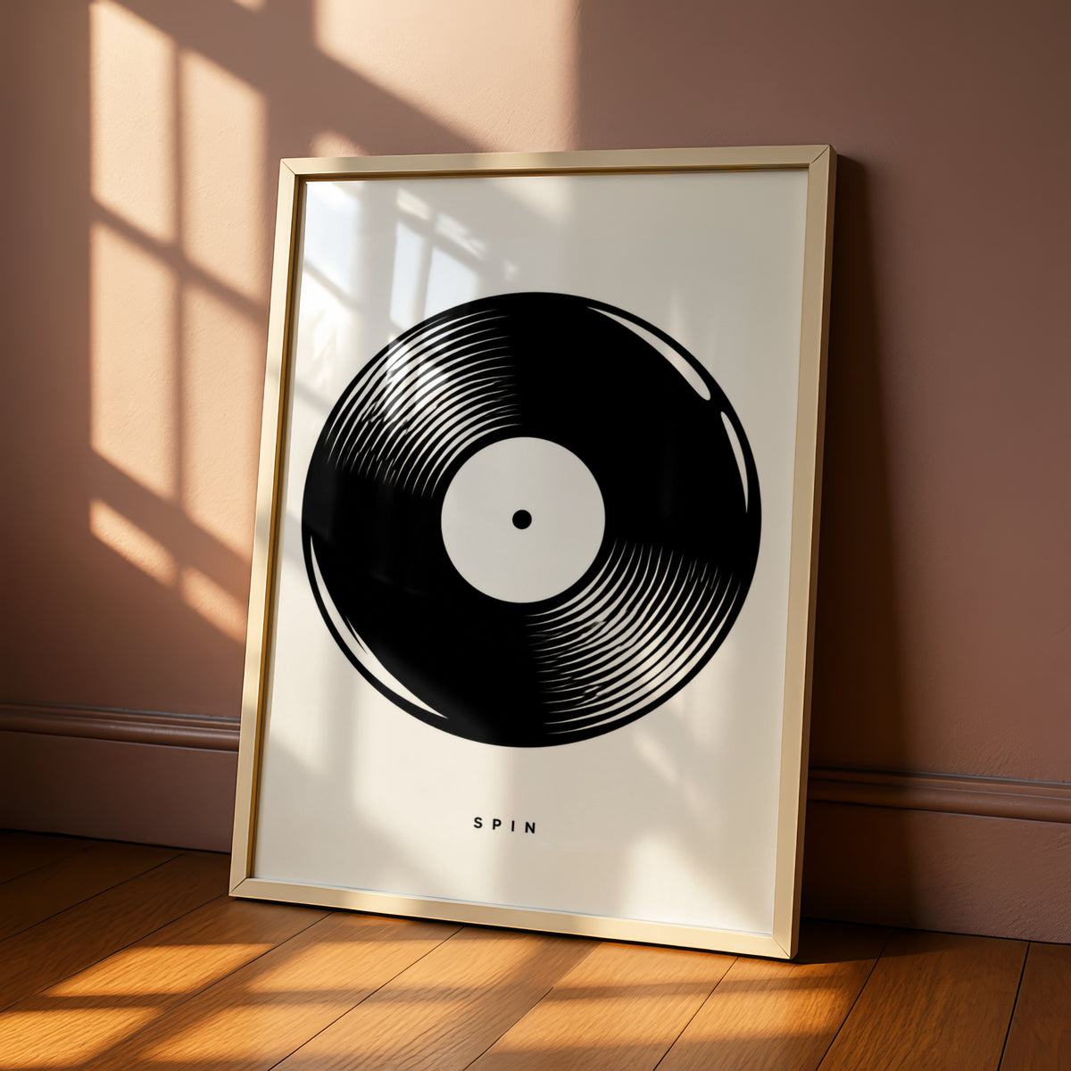 Vinyl Record Print, Monochrome Wall Art, Music Poster, Black and White Minimalist Decor