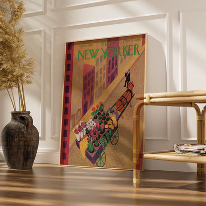 New Yorker 1926 Cover Poster, Vintage Flower Cart Art, Art Deco New York Wall Print