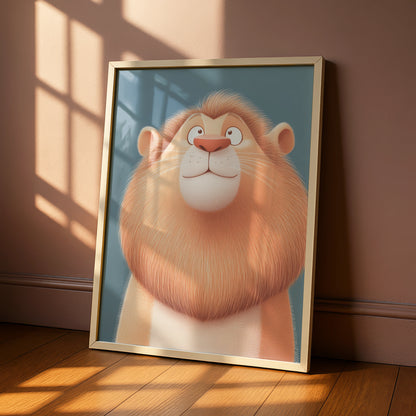 Cute Lion Nursery Wall Art, Baby Boy Room Poster, Kids Animal Print, Children's Decor