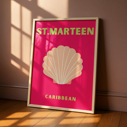 St Maarten Caribbean Travel Poster, Retro Wall Art, Tropical Island Print