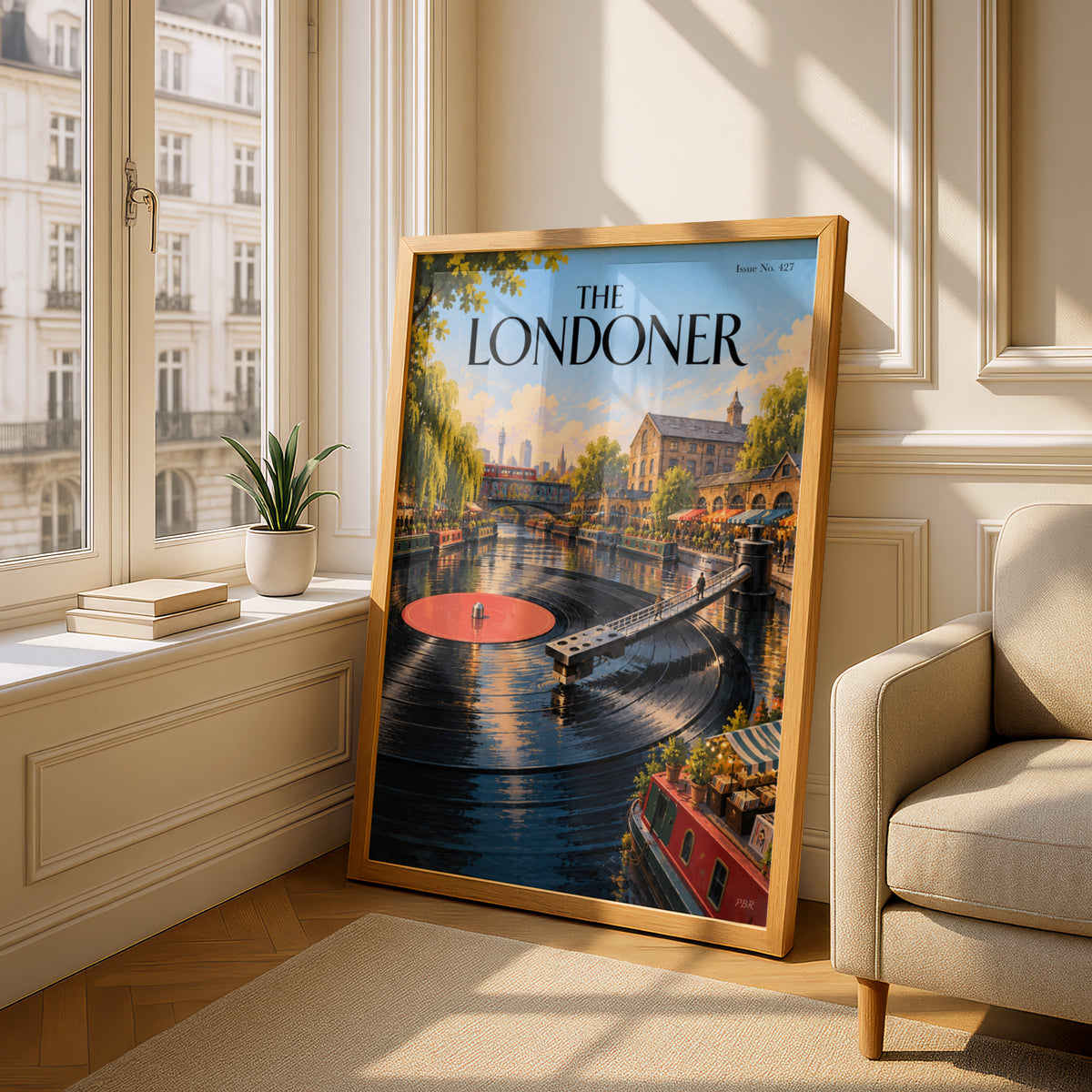 The Londoner Poster, Camden Canal Vinyl Record Art Print, London Wall Art, Music Lover Decor