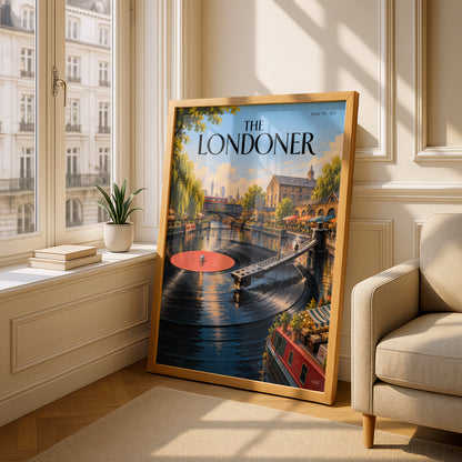 The Londoner Poster, Camden Canal Vinyl Record Art Print, London Wall Art, Music Lover Decor
