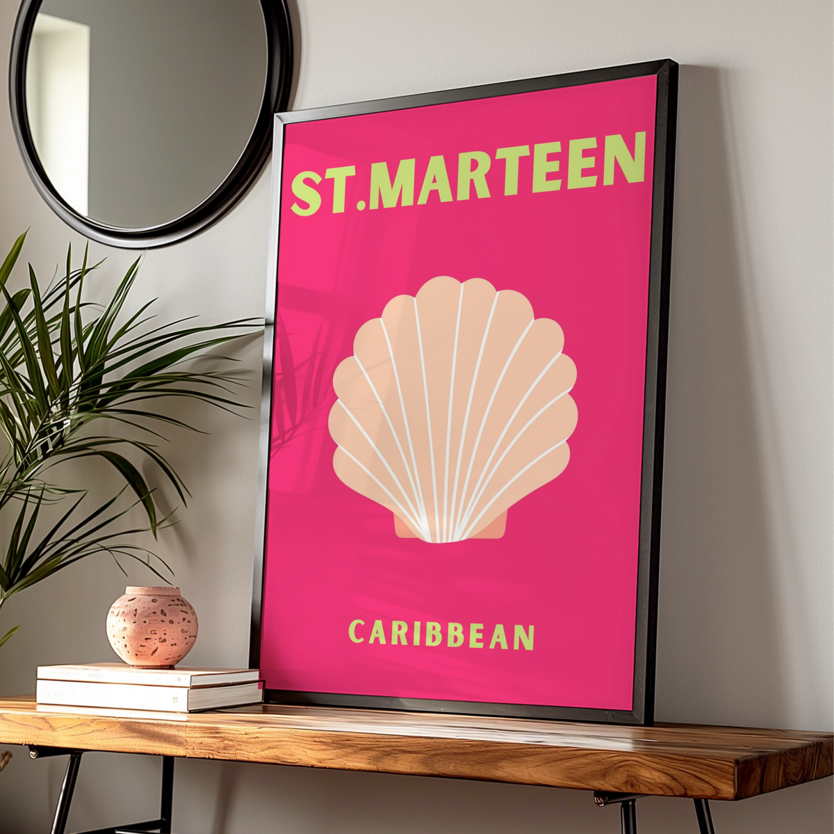 St Maarten Caribbean Travel Poster, Retro Wall Art, Tropical Island Print