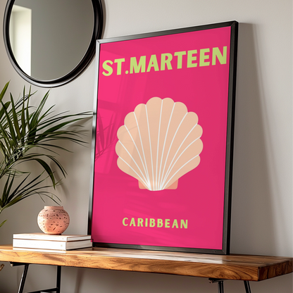 St Maarten Caribbean Travel Poster, Retro Wall Art, Tropical Island Print
