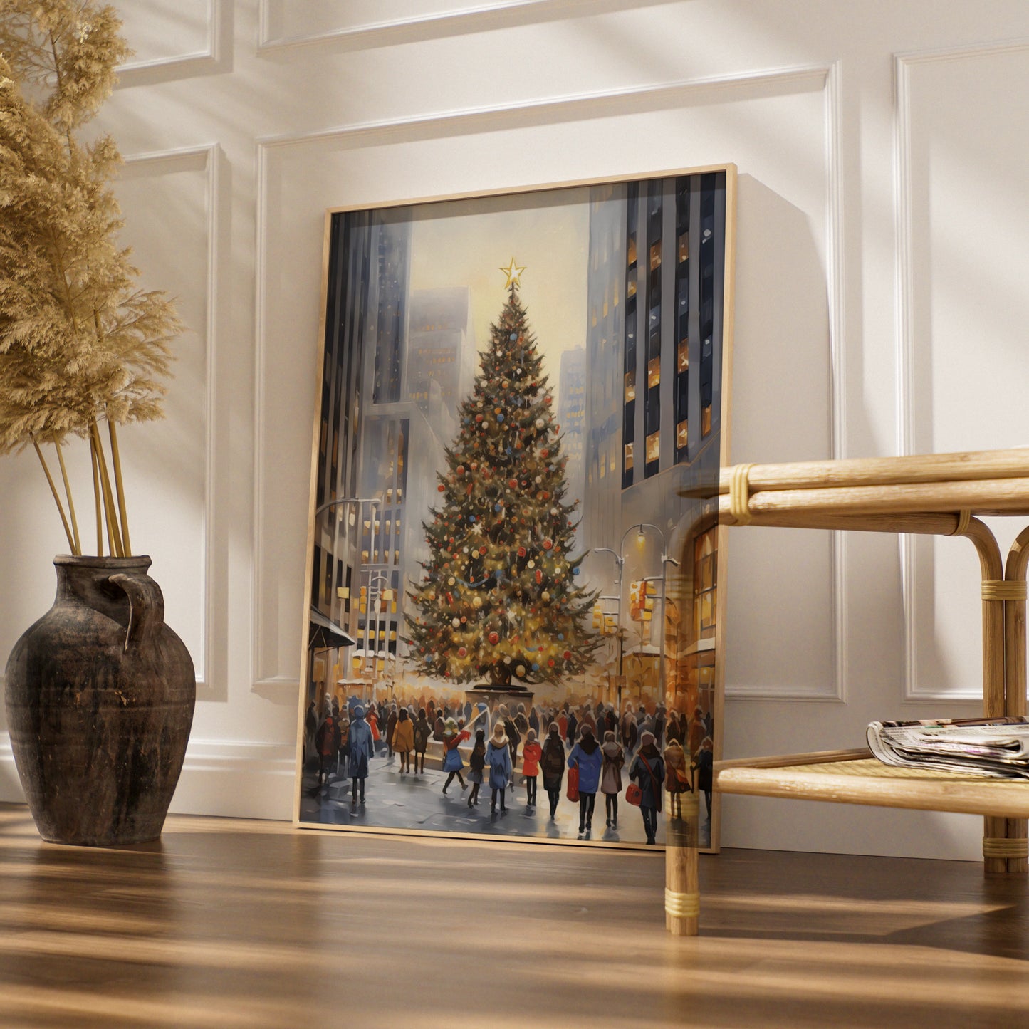 Christmas Tree City Poster, New York Winter Wall Art, Festive Xmas Print, Holiday Decor