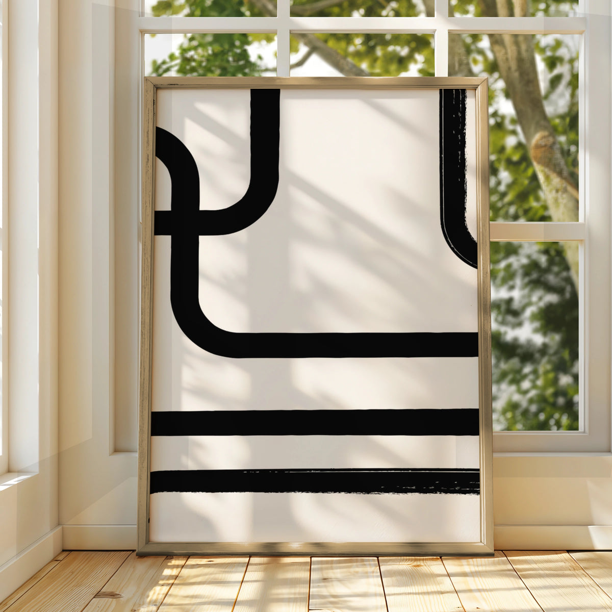 Abstract Line Art Print, Monochrome Wall Art, Modern Black White Poster, Minimalist Decor
