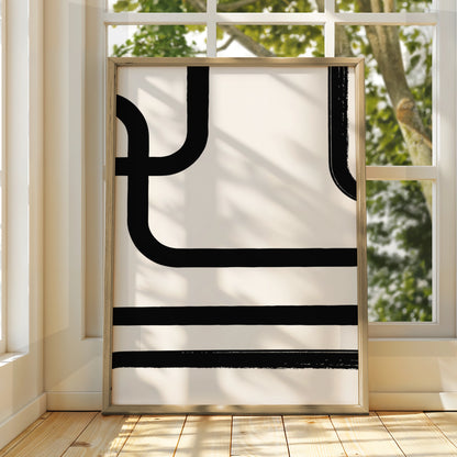 Abstract Line Art Print, Monochrome Wall Art, Modern Black White Poster, Minimalist Decor