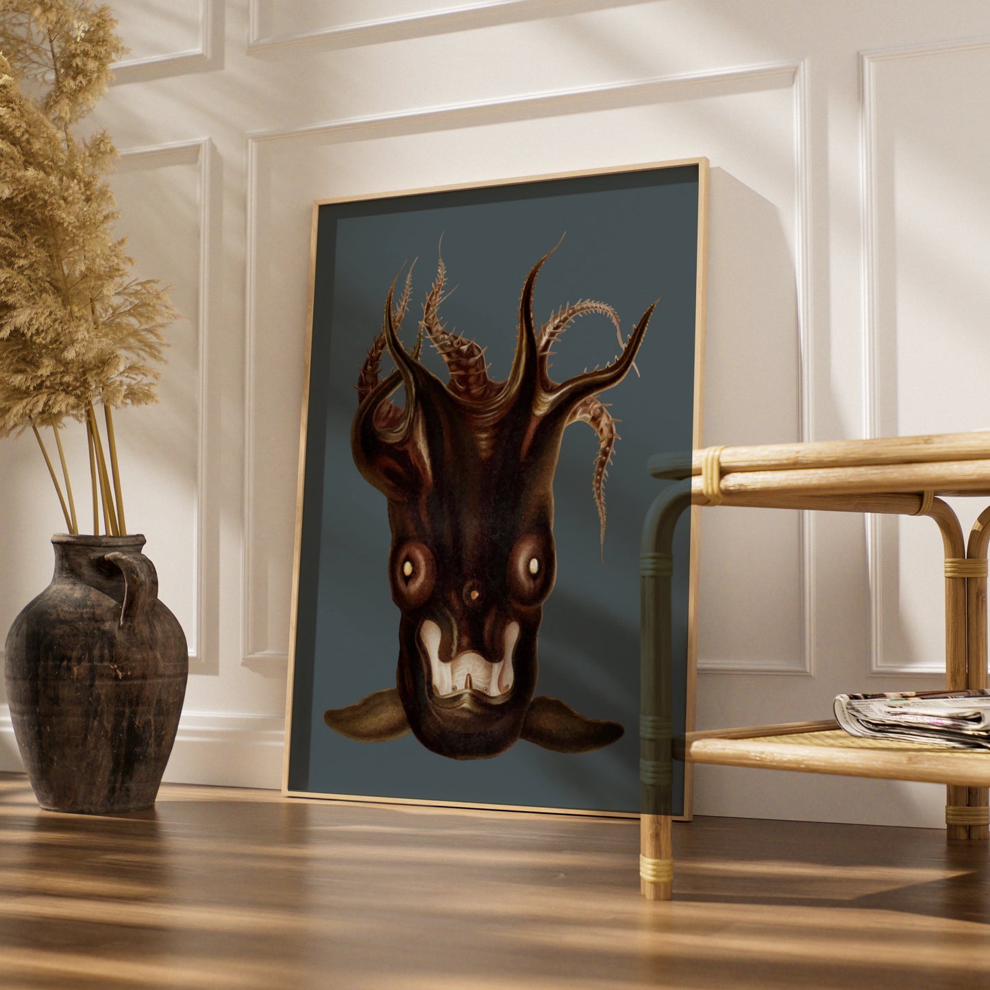 Halloween Dark Creature Poster, Horror Monster Wall Art, Spooky Demon Print, Gothic Occult Decor