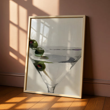 Martini Glass Print, Cocktail Wall Art, Neutral Modern Poster, Bar Cart Decor, Kitchen Art