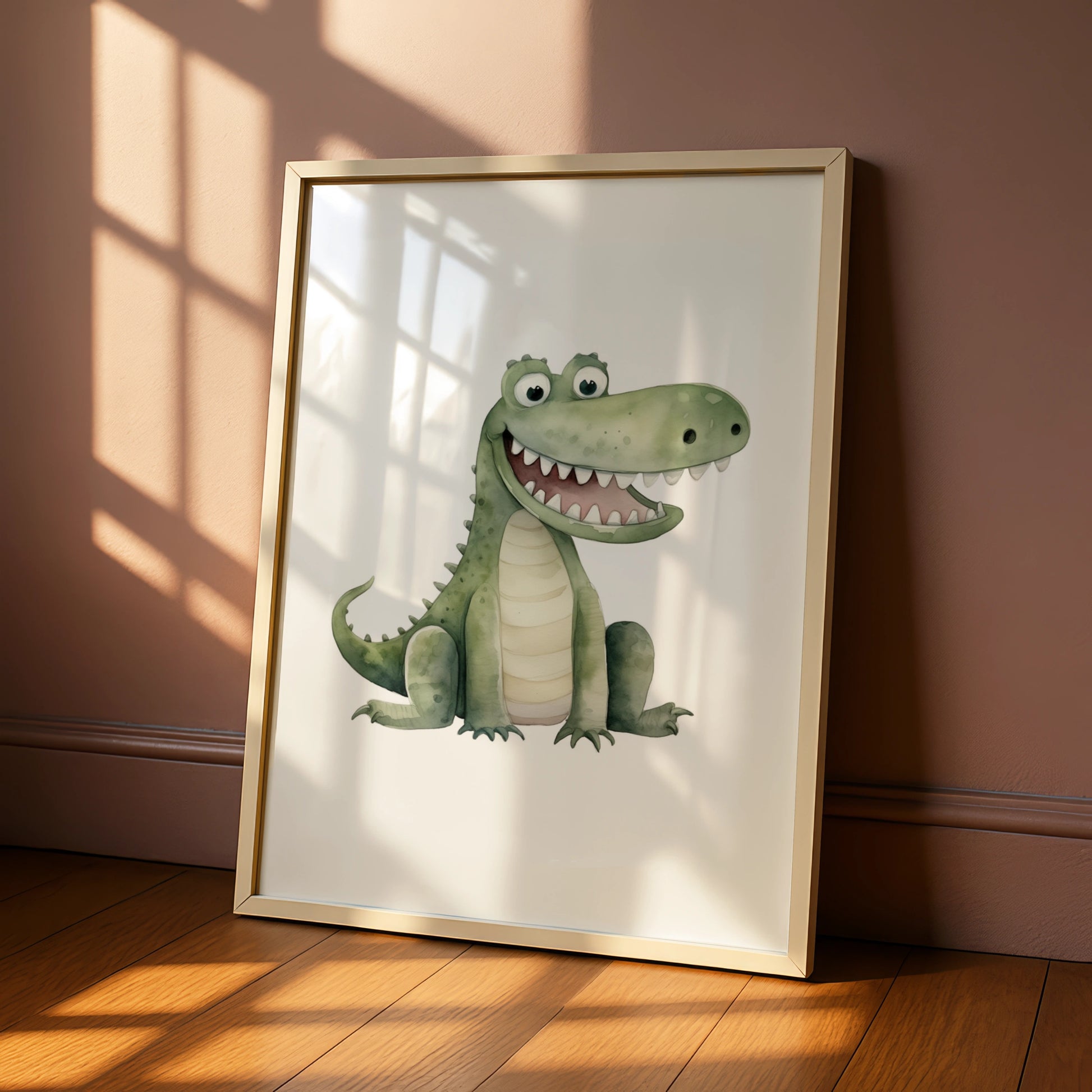 Cute Crocodile Nursery Wall Art, Watercolour Animal Poster, Kids Room Decor Print
