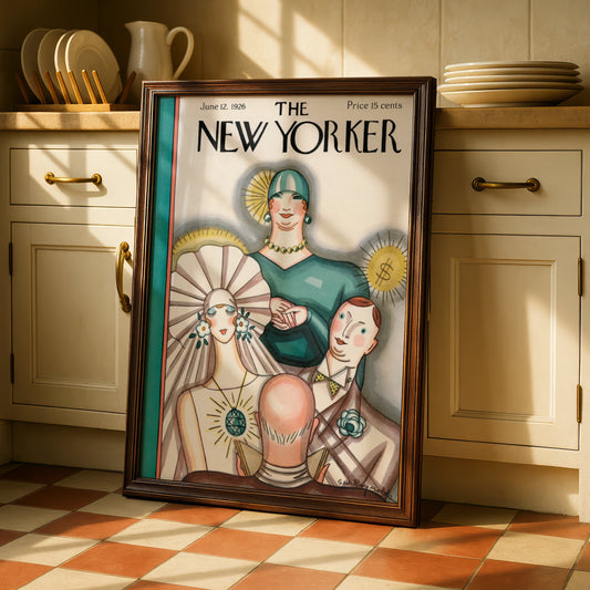 The New Yorker June 1926 Cover Art Poster, Art Deco Fashion Wall Art Print
