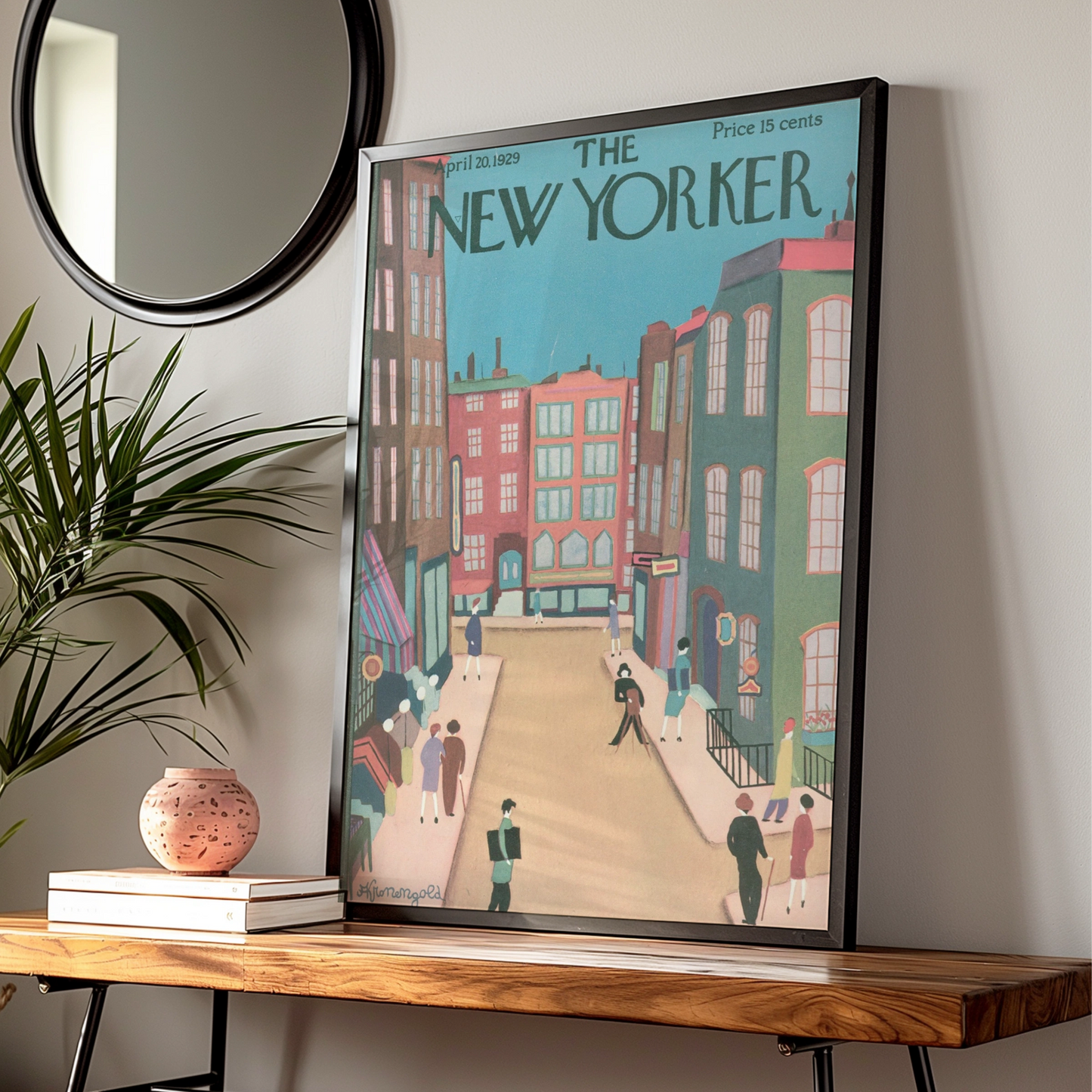 The New Yorker April 1929 Cover Poster, Vintage NYC Street Scene Wall Art Print