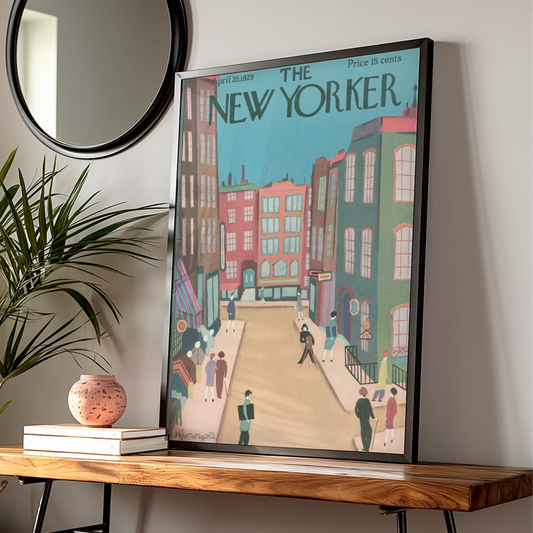 The New Yorker April 1929 Cover Poster, Vintage NYC Street Scene Wall Art Print