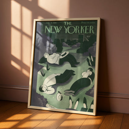 The New Yorker July 1926 Cover Poster, Vintage Art Deco Park Sleepers Wall Art