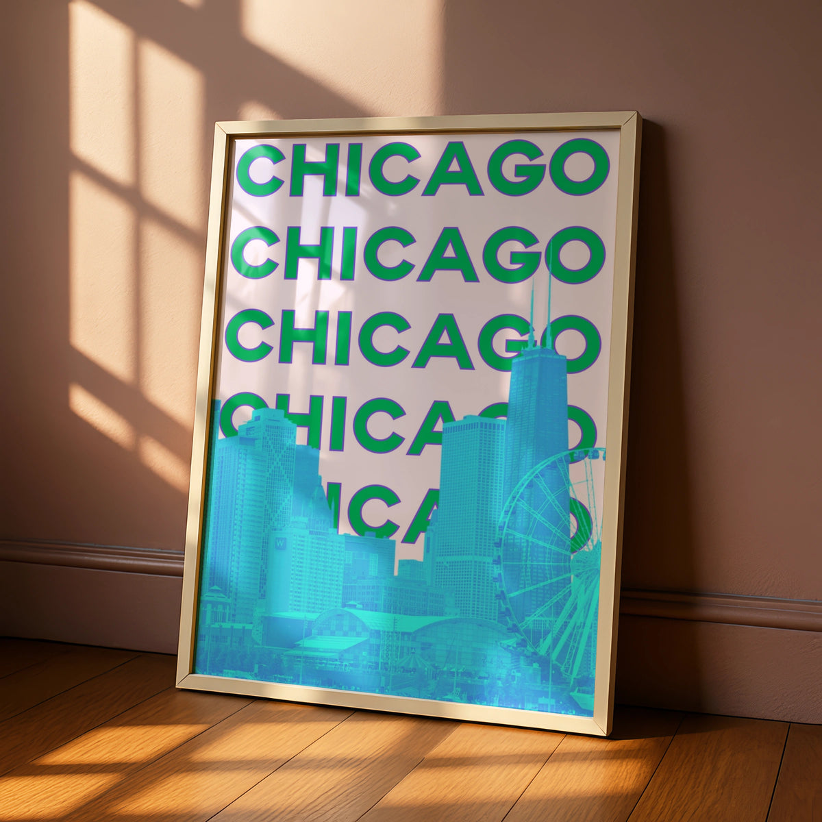Chicago Travel Poster, Retro City Wall Art, Bold Typography Print, Illinois USA Decor