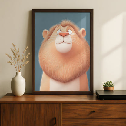 Cute Lion Nursery Wall Art, Baby Boy Room Poster, Kids Animal Print, Children's Decor
