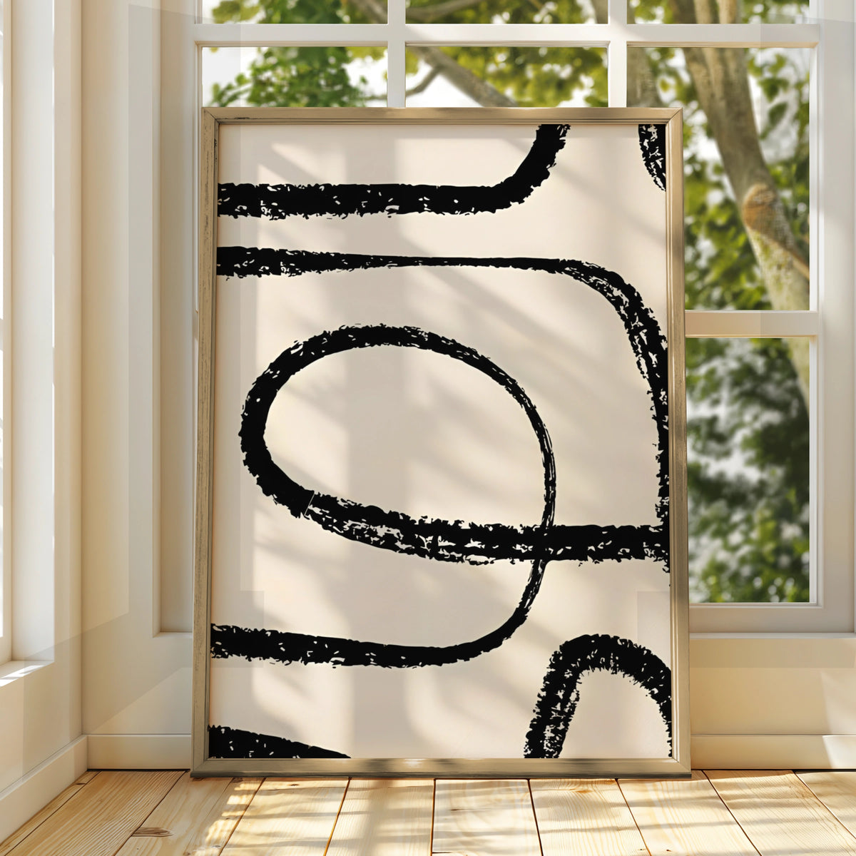 Abstract Line Art Print, Monochrome Wall Art, Black and White Minimalist Poster, Modern Decor