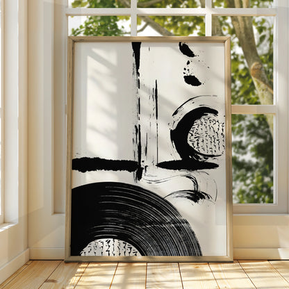 Bold Monochrome Abstract Wall Art, Black and White Modern Print, Gallery Wall Poster