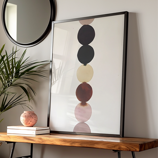 Abstract Circle Stack Print, Monochrome Wall Art, Minimalist Modern Poster, Neutral Tones