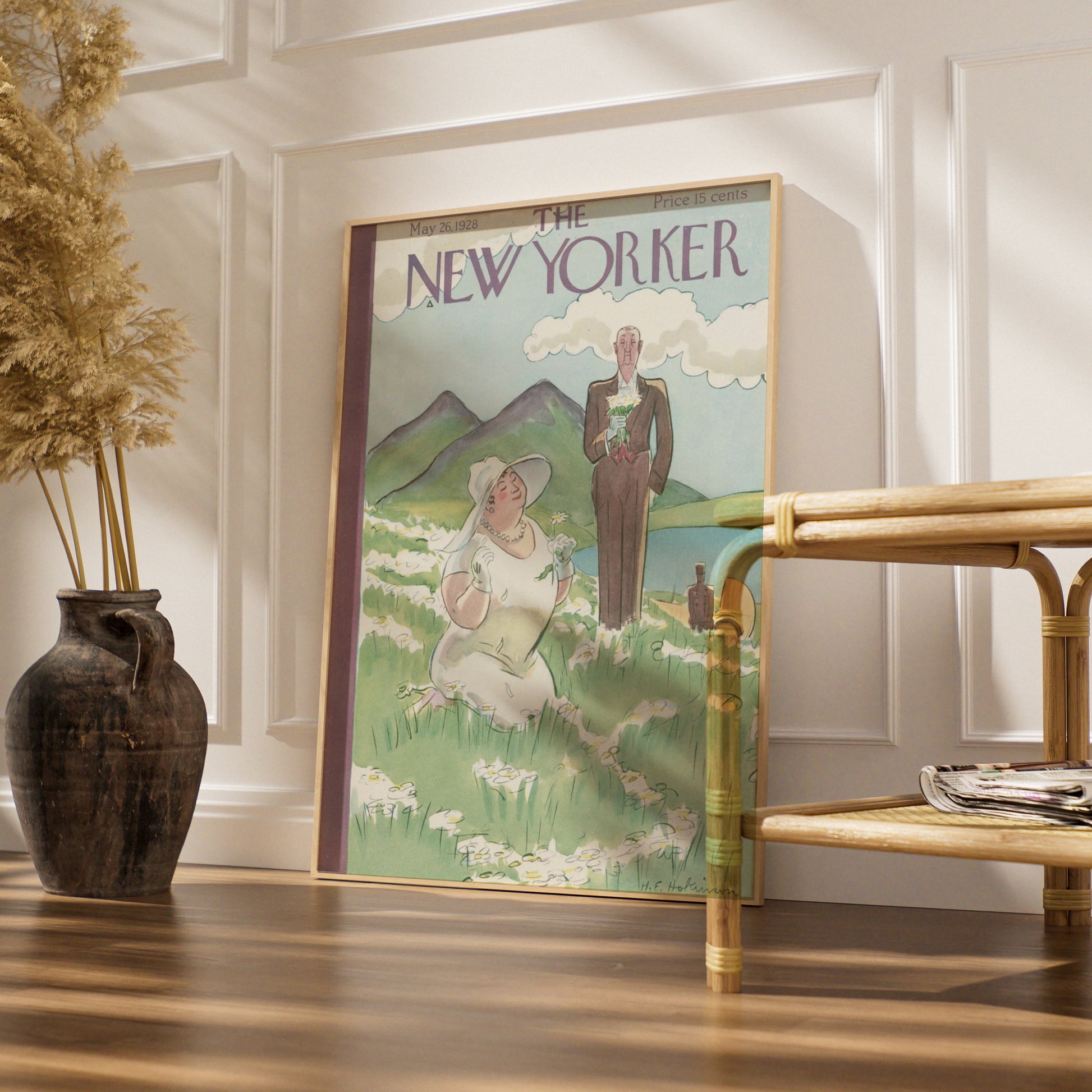 The New Yorker May 1928 Cover Poster, Vintage Wedding Daisy Field Wall Art Print