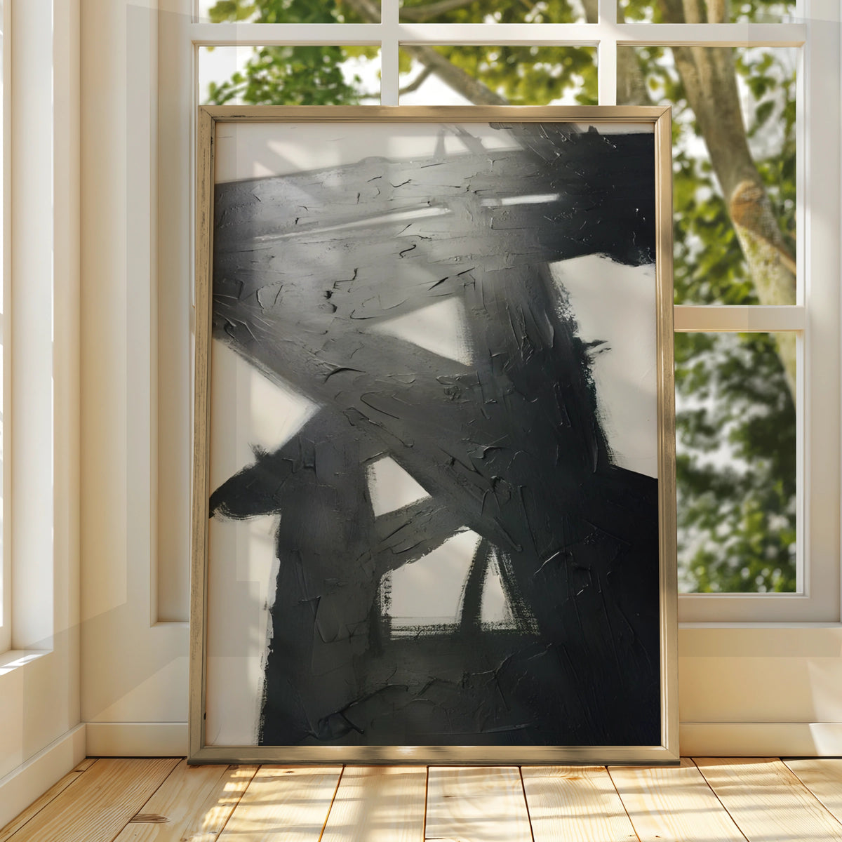 Abstract Brushstroke Monochrome Wall Art, Black and White Poster, Modern Minimalist Print
