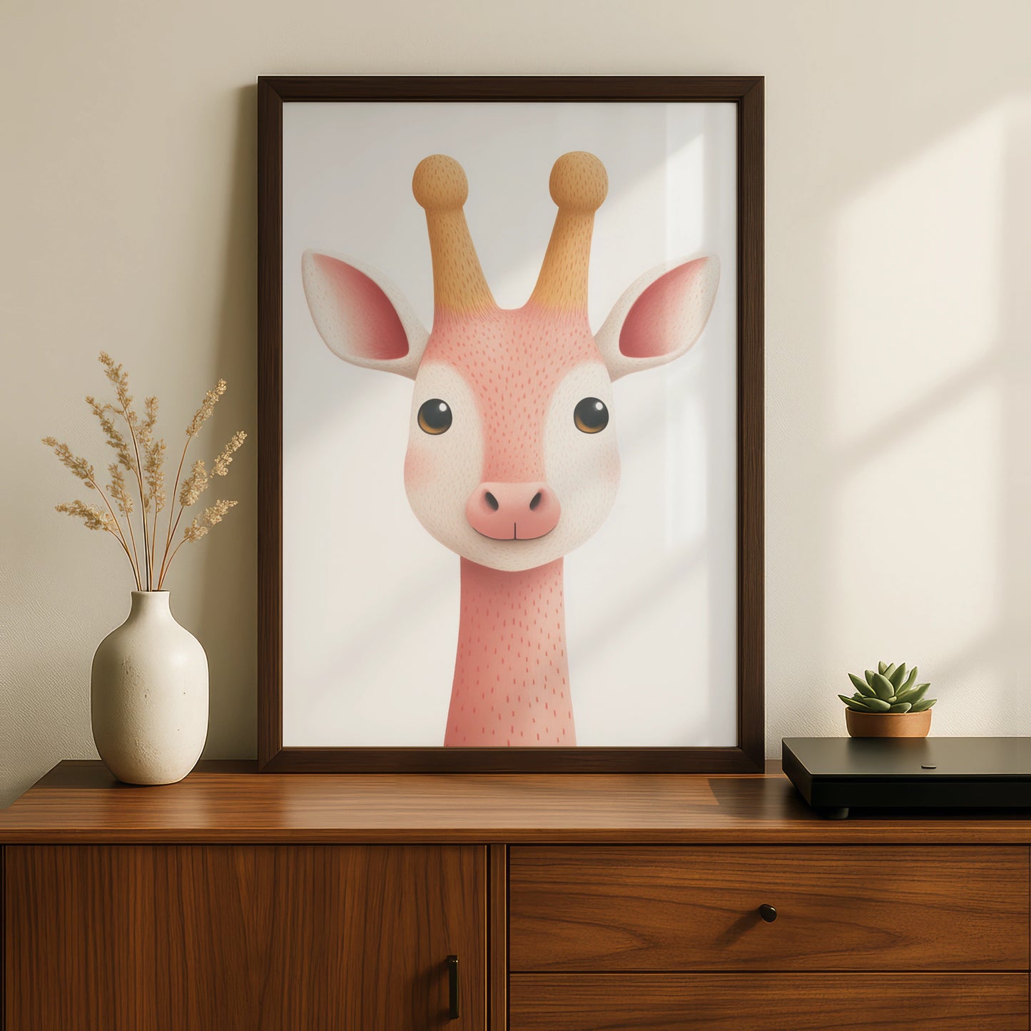 Cute Giraffe Nursery Wall Art, Pink Baby Animal Print, Kids Room Poster, Girl Nursery Decor