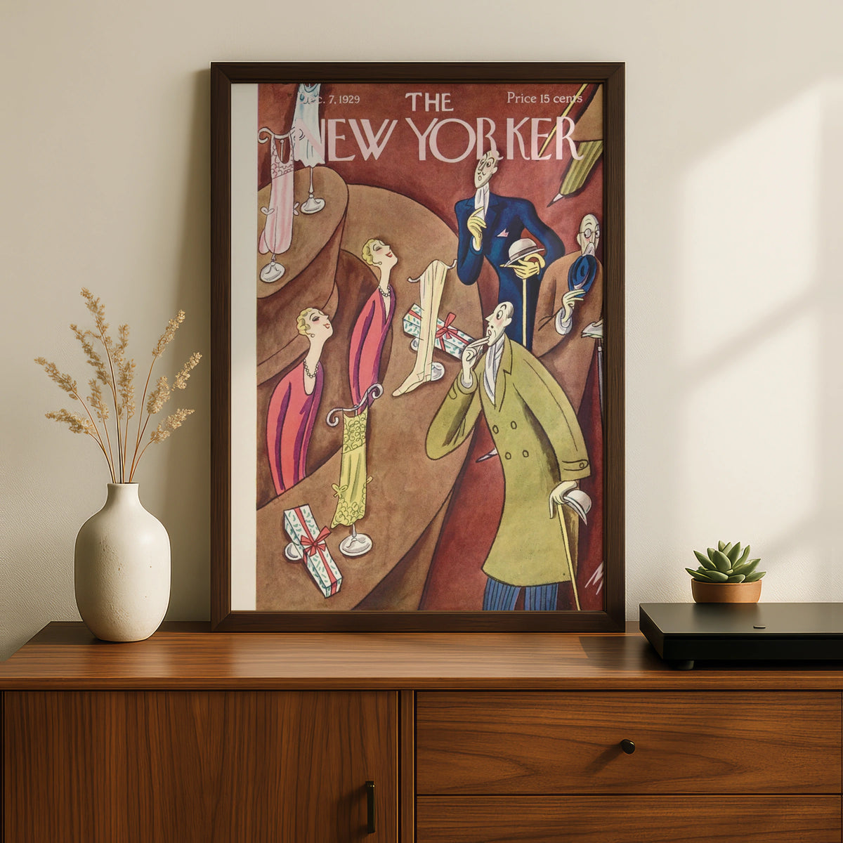 New Yorker 1929 Cover Poster, Art Deco Christmas Shopping Print, Vintage Magazine Wall Art