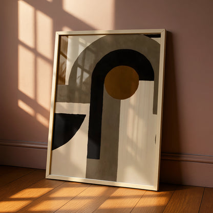 Abstract Arch Geometric Print, Modern Monochrome Wall Art, Neutral Minimalist Poster, Contemporary