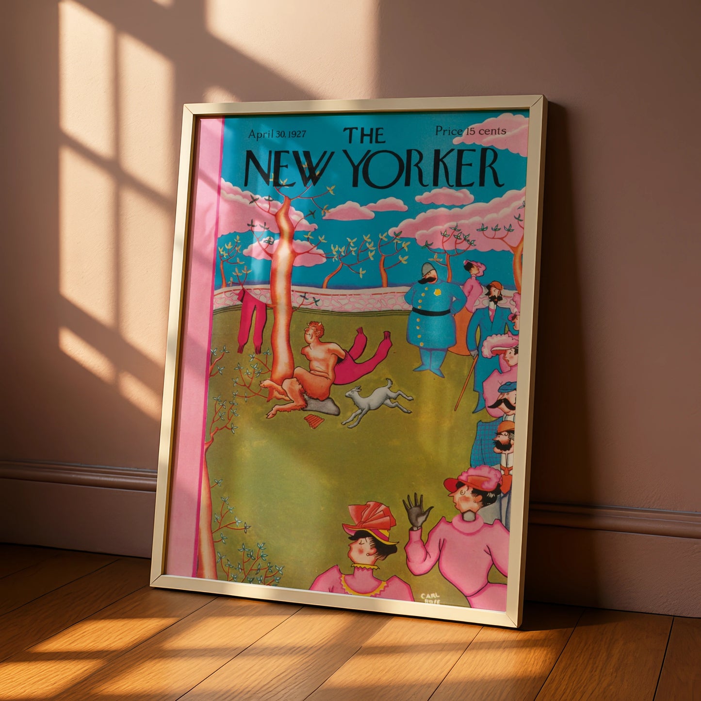 The New Yorker April 1927 Cover Poster, Vintage Faun Park Scene Wall Art Print