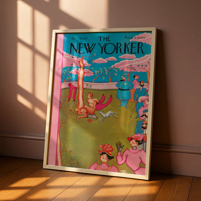 The New Yorker April 1927 Cover Poster, Vintage Faun Park Scene Wall Art Print
