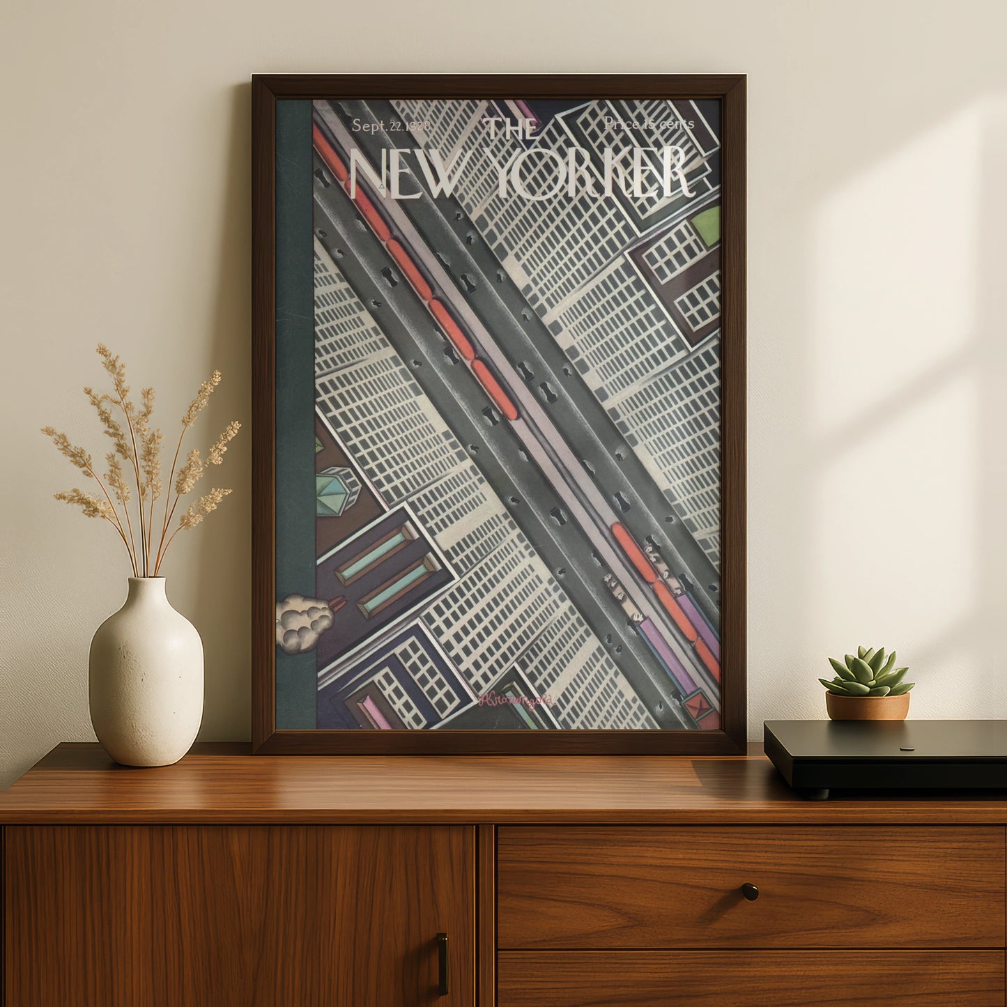 The New Yorker September 1928 Cover Poster, Art Deco NYC Aerial City Wall Art Print