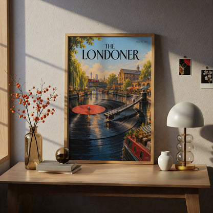 The Londoner Poster, Camden Canal Vinyl Record Art Print, London Wall Art, Music Lover Decor