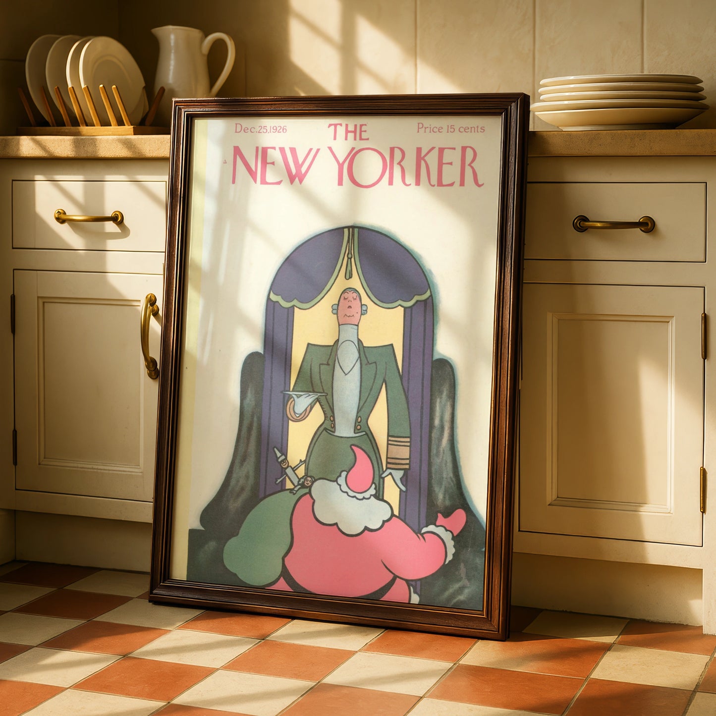 The New Yorker Christmas 1926 Poster, Santa Claus Art Deco Cover, Vintage Holiday Wall Art