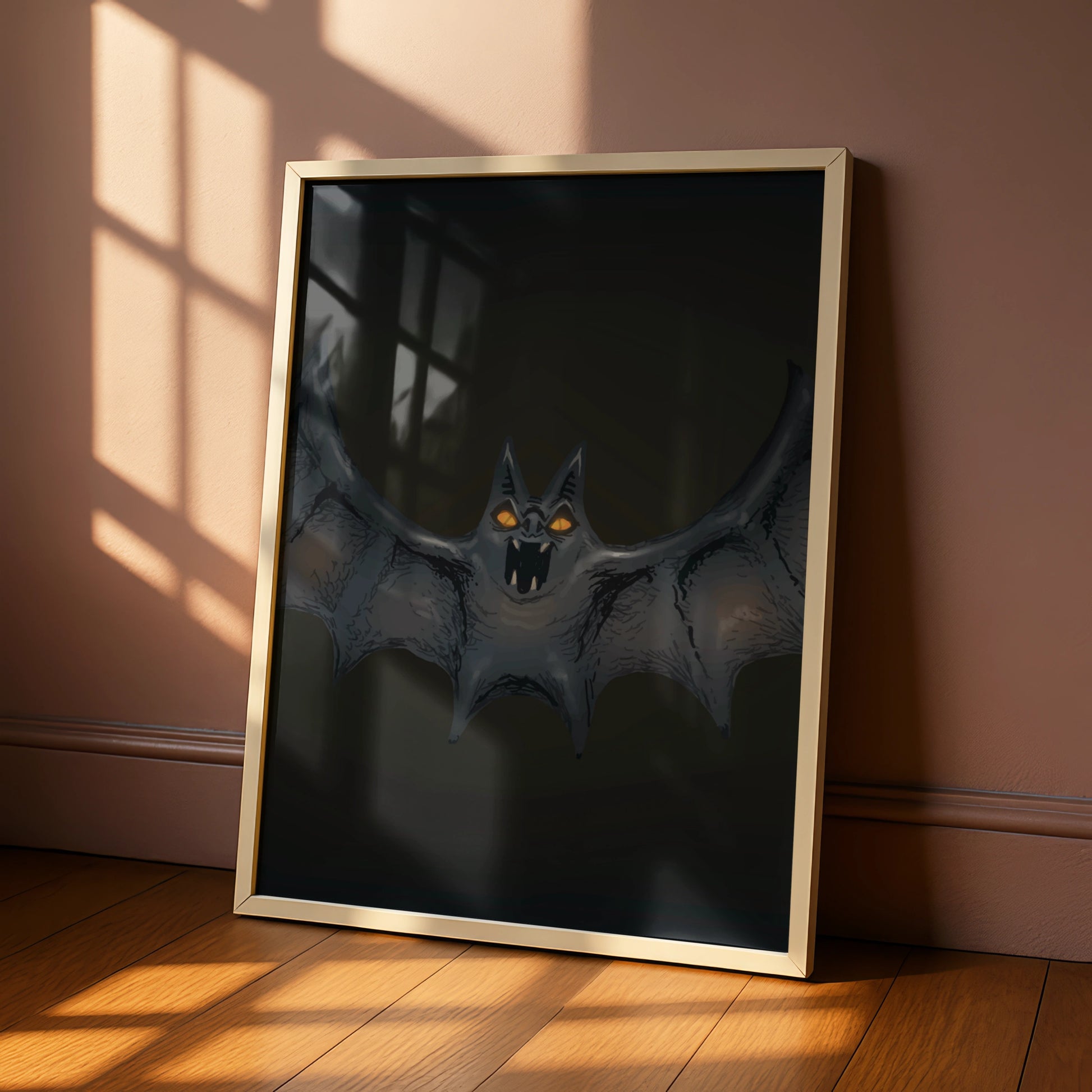 Halloween Bat Wall Art, Spooky Dark Gothic Poster, Creepy Bat Print, Horror Home Decor
