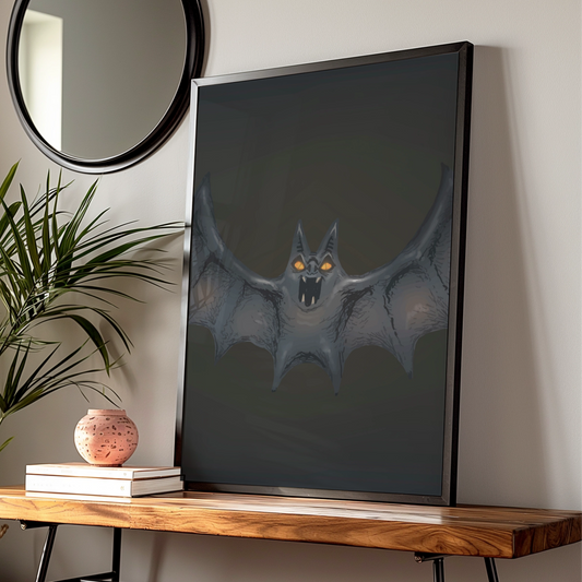 Halloween Bat Wall Art, Spooky Dark Gothic Poster, Creepy Bat Print, Horror Home Decor