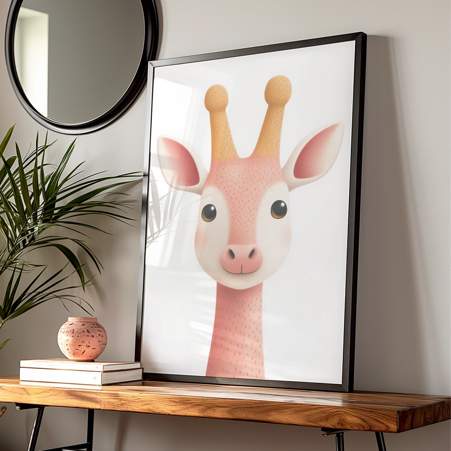 Cute Giraffe Nursery Wall Art, Pink Baby Animal Print, Kids Room Poster, Girl Nursery Decor