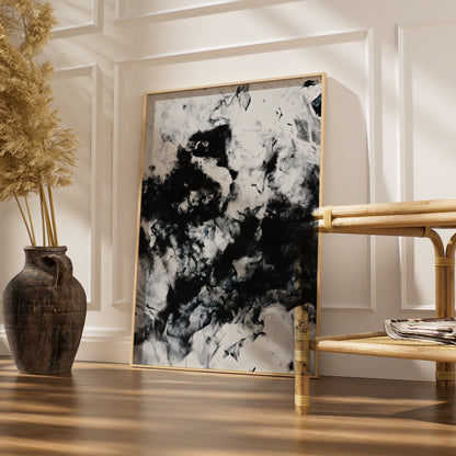 Abstract Ink Wash Monochrome Wall Art, Black and White Poster, Modern Gallery Print