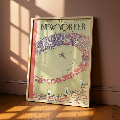 The New Yorker 1927 Football Stadium Poster, Vintage Sports Wall Art Print