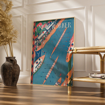 The New Yorker 1927 Rowing Race Cover Poster, Vintage Art Deco Wall Art Print