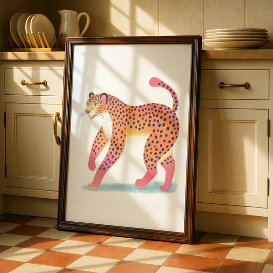 Leopard Nursery Wall Art, Colourful Cheetah Print, Kids Animal Poster, Children's Room Decor