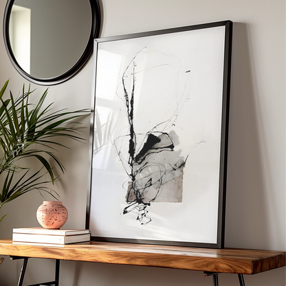 Abstract Ink Figure Monochrome Wall Art, Black and White Poster, Minimalist Print