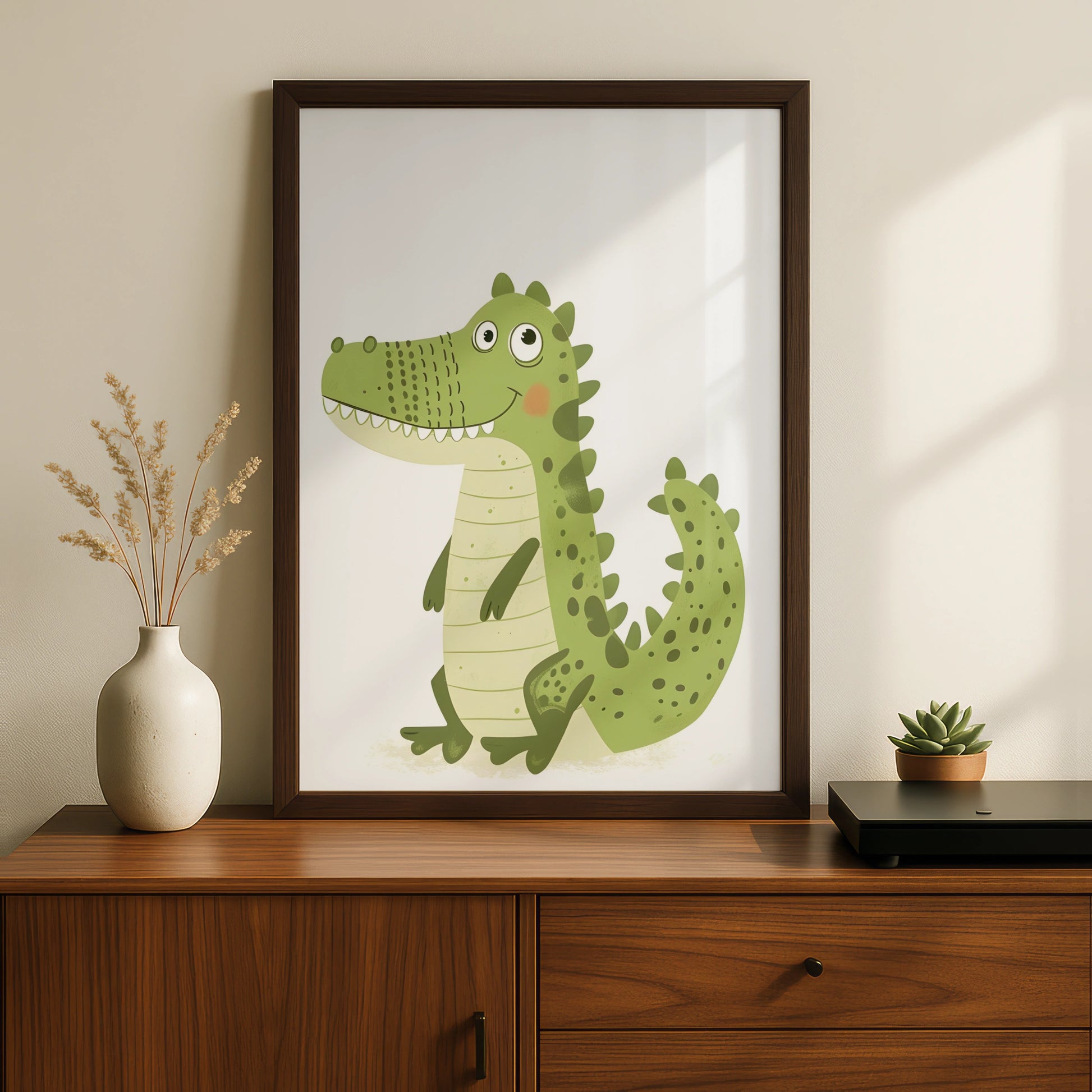 Cute Crocodile Nursery Wall Art, Green Baby Animal Poster, Kids Room Print