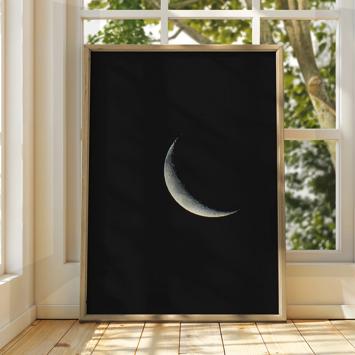 Halloween Crescent Moon Poster, Dark Night Sky Wall Art, Lunar Print, Gothic Celestial Decor