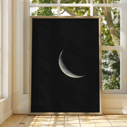 Halloween Crescent Moon Poster, Dark Night Sky Wall Art, Lunar Print, Gothic Celestial Decor