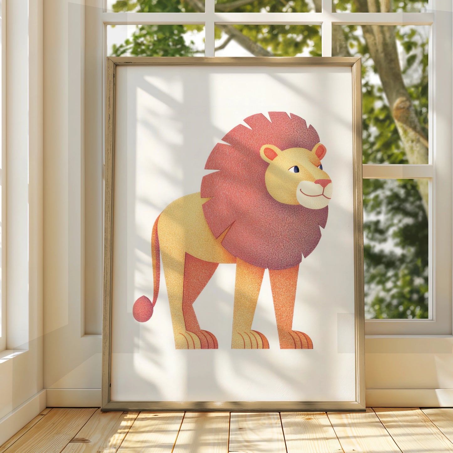 Lion Nursery Wall Art, Safari Animal Print, Kids Room Poster, Cute Lion Decor