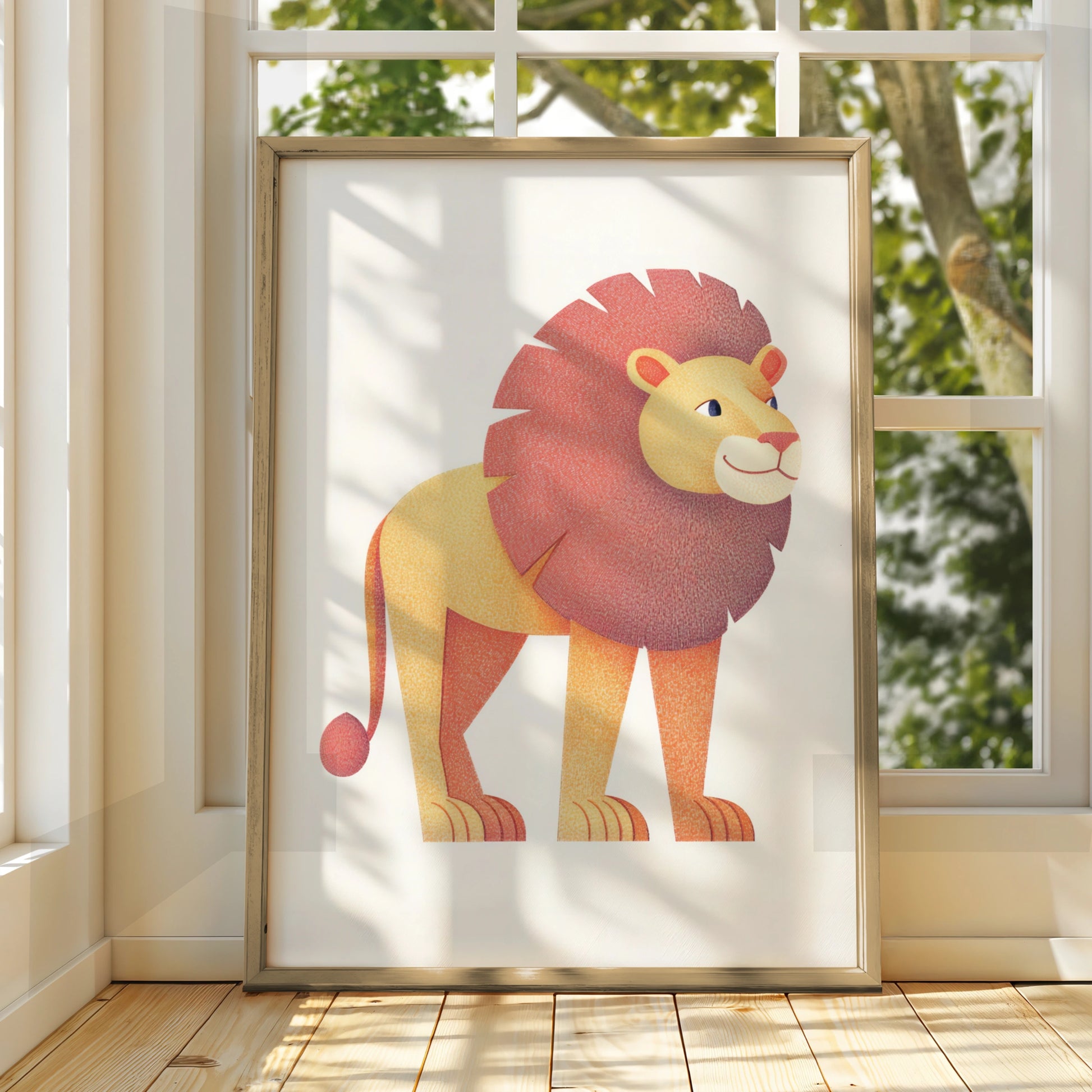 Lion Nursery Wall Art, Safari Animal Print, Kids Room Poster, Cute Lion Decor