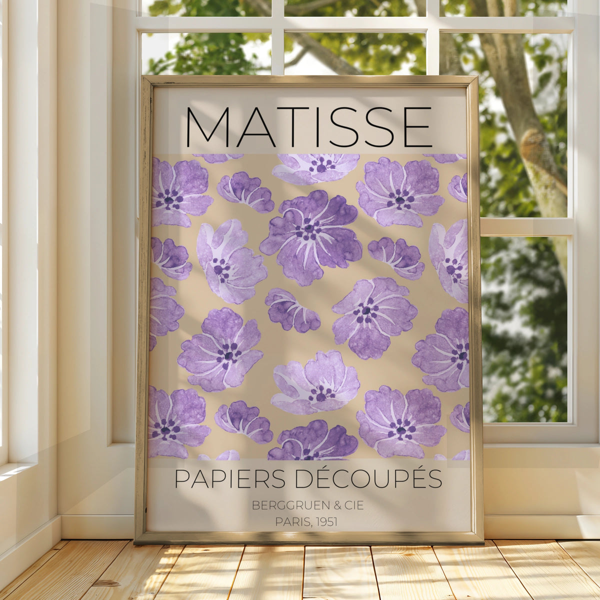Matisse Papiers Decoupes Floral Poster, Purple Maximalist Wall Art, Paris 1951 Print