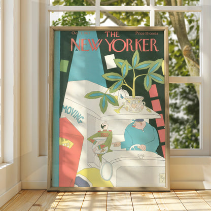 New Yorker Cover October 1927 Moving Day Poster, Vintage Art Deco Wall Art Print