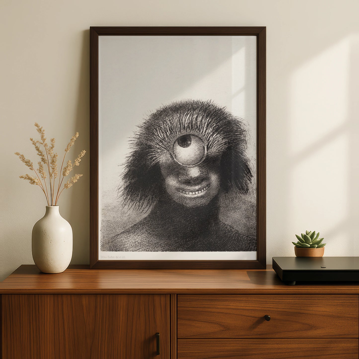 Odilon Redon Cyclops Monster Halloween Art Print, Dark Surreal Creature Poster