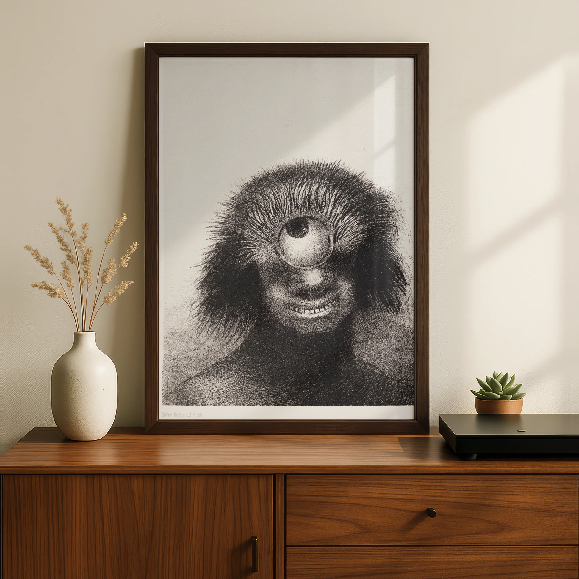 Odilon Redon Cyclops Monster Halloween Art Print, Dark Surreal Creature Poster